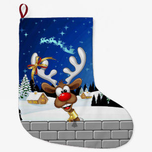 Funny Reindeer Peeking Christmas Meme  Large Christmas Stocking
