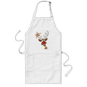 Funny Reindeer Peeking Christmas Meme  Long Apron