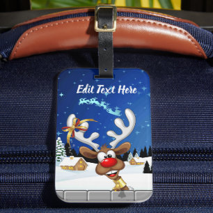 Funny Reindeer Peeking Christmas Meme  Luggage Tag