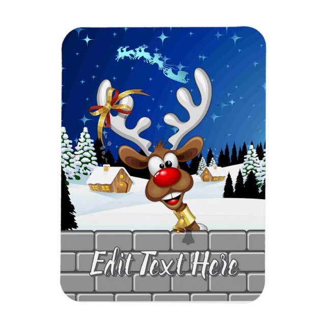 Funny Reindeer Peeking Christmas Meme  Magnet (Vertical)