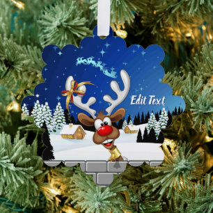 Funny Reindeer Peeking Christmas Meme  Ornament Card