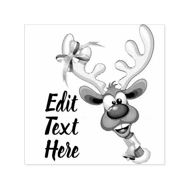 Funny Reindeer Peeking Christmas Meme  Self-inking Stamp (Design)