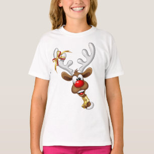 Funny Reindeer Peeking Christmas Meme T-Shirt