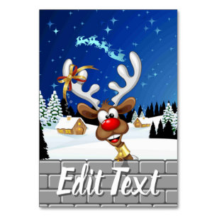Funny Reindeer Peeking Christmas Meme  Table Number