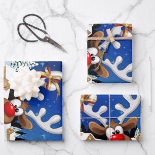 Funny Reindeer Peeking Christmas Meme  Wrapping Paper Sheet