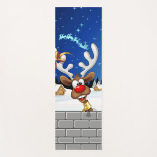 Funny Reindeer Peeking Christmas Meme  Yoga Mat