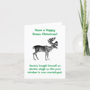 Funny Reindeer Père Noël Green Christmas Carte de 