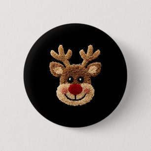 Funny Reindeer Rudolph Crochet Merry Christmas Xma 2 Inch Round Button