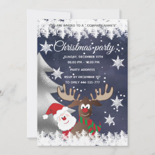 Funny reindeer Santa Christmas corporate party Inv Invitation