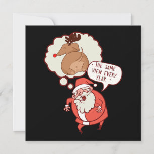 Funny Reindeer Santa Claus Christmas New Year Xmas Invitation