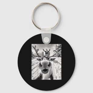 Funny Reindeer Selfie Christmas  Keychain