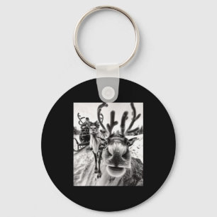 Funny Reindeer Selfie Christmas  Keychain