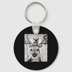 Funny Reindeer Selfie Christmas Santa Funny Kids  Keychain