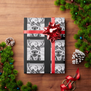 Funny Reindeer Selfie Christmas Santa Wrapping Paper