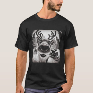 Funny Reindeer Selfie Christmas  T-Shirt