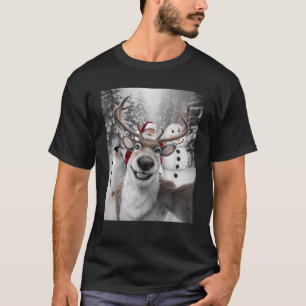 Funny Reindeer Selfie Christmas  T-Shirt