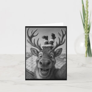 Funny Reindeer Selfie Santa Boys Girls Christmas  Card