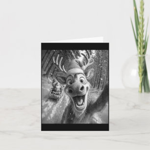Funny Reindeer Selfie Santa Merry Christmas Men Wo Card