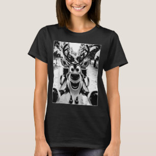 Funny Reindeer Selfie Santa Sleigh Christmas Holid T-Shirt