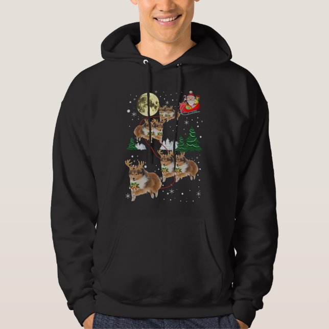 Funny Reindeer Sheltie Xmas Christmas Dog Lovers G Hoodie (Front)