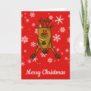 Funny Reindeer Snowflakes Kids Christmas Holiday Card