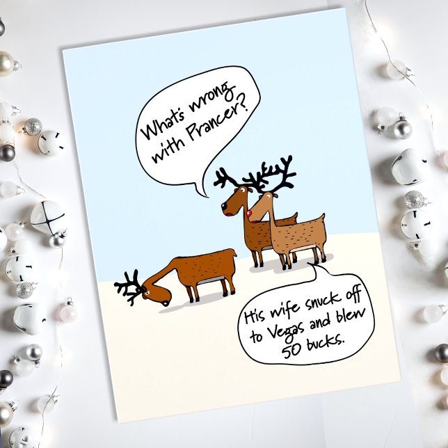 Funny Reindeer Vegas Christmas Holiday Carte posta (Créateur téléchargé)