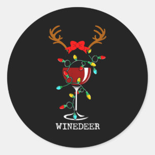 Funny Reindeer Winedeer Reinbeer Matching Couples Classic Round Sticker