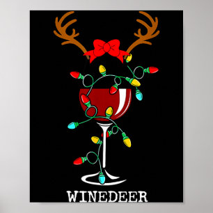 Funny Reindeer Winedeer Reinbeer Matching Couples  Poster
