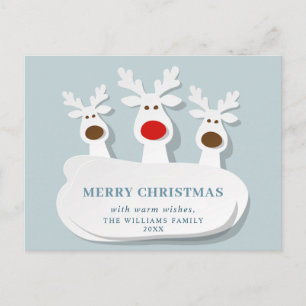 Funny Reindeers Merry Christmas Greeting Holiday Postcard