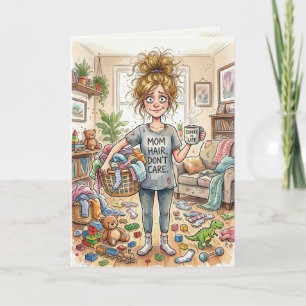 Funny Relatable Tired Mom Messy House Mother's Day Holiday Card