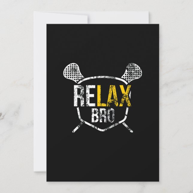 Funny ReLAX Bro Lacrosse Saying Vintage Distressed Invitation (Front)