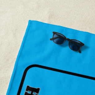 Funny replacable dog photo and text, blue beach towel