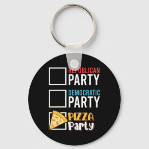 Funny Republican Party Democratic Party Pizza Part Keychain