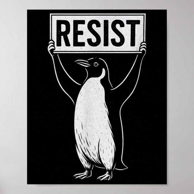 Funny Resist Penguin Activism Graphic Design Vinta Poster (Front)