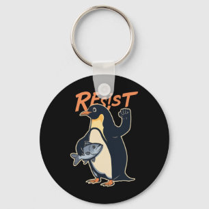 Funny Resist Penguin Activism Protest Against Tari Keychain