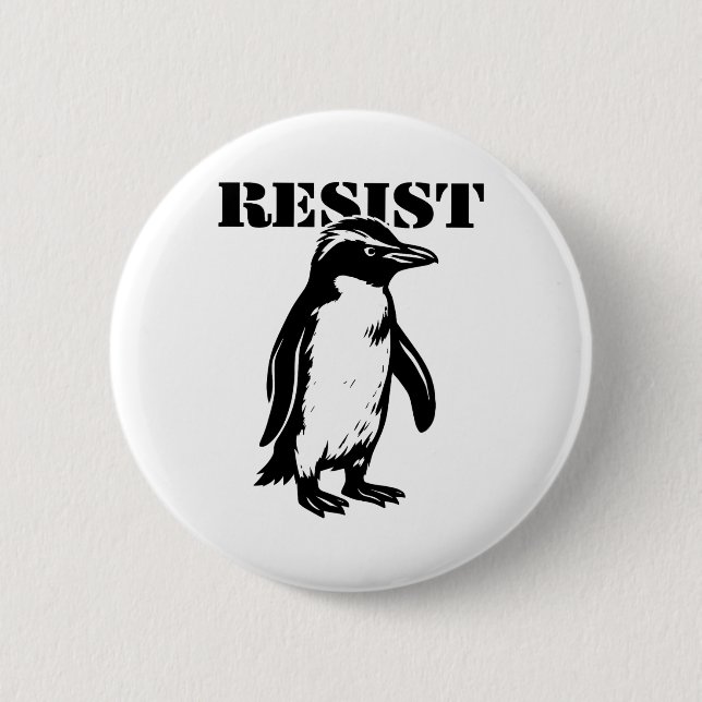 Funny Resist Penguin Protest Against Tariffs  2 Inch Round Button (Front)