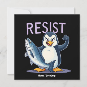 Funny Resist Penguin Protest Against Tariffs  Invitation