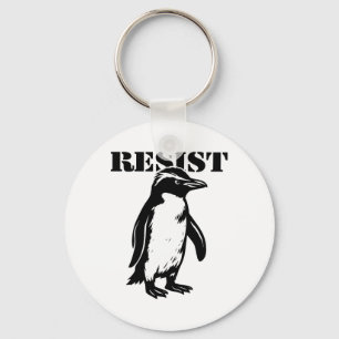 Funny Resist Penguin Protest Against Tariffs Keychain
