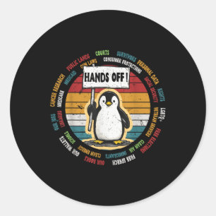 Funny Resist Penguin Protest Against Tariffs Retro Classic Round Sticker