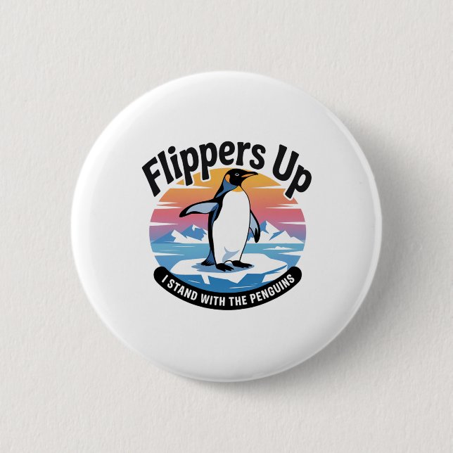 Funny Resist Penguins Protest Against Tariffs 2  Inch Round Button (Front)