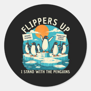 Funny Resist Penguins Protest Against Tariffs  Classic Round Sticker
