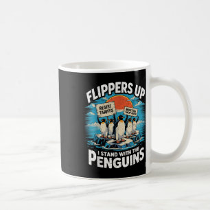 Funny Resist Penguins Protest Against Tariffs Coffee Mug