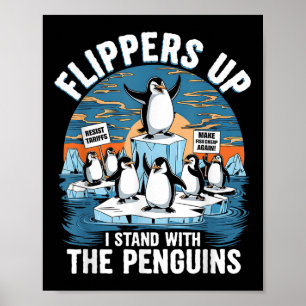 Funny Resist Penguins Protest Against Tariffs  Poster