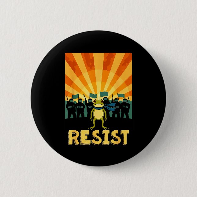 Funny Resist Portland Frog Protest  2 Inch Round Button (Front)