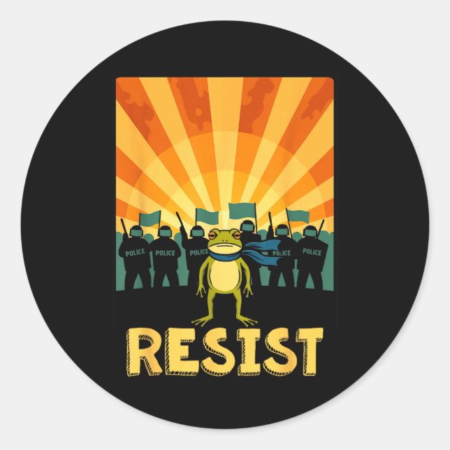 Funny Resist Rtland Frog Protest  Classic Round Sticker (Front)