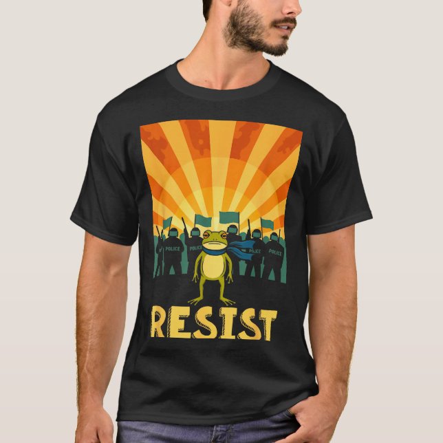 Funny Resist Rtland Frog Protest  T-Shirt (Front)