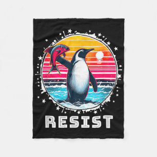 Funny Resist Shirt Resist Penguins Protest Against Fleece Blanket