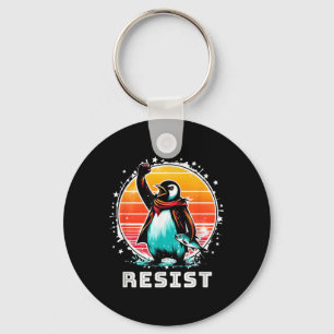 Funny Resist Shirt Resist Penguins Protest Against Keychain