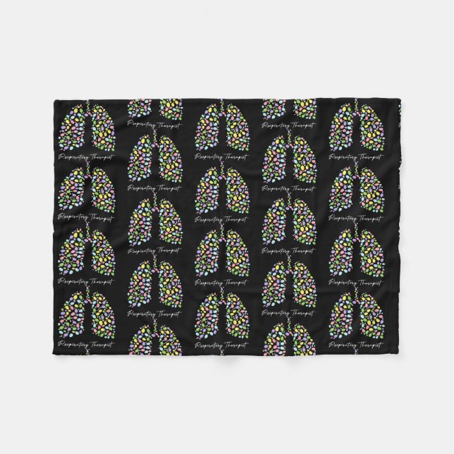 Funny Respiratory Therapist Therapy Lung Happy Fleece Blanket (Front (Horizontal))