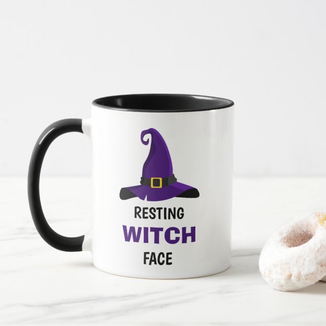 FUNNY!🧙‍♀️ Resting Witch Face Mug Funny Halloween (With Donut)